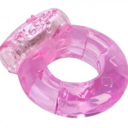 Толстое розовое эрекционное кольцо с вибратором